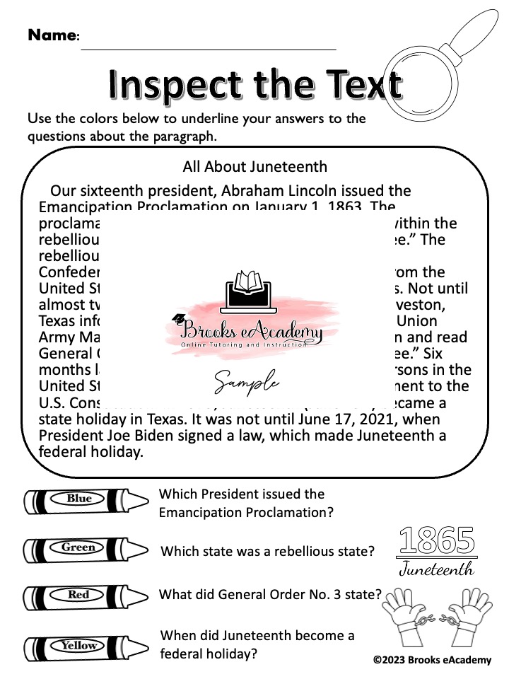 Inspect the Text Juneteenth Sample